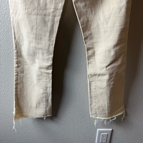 New MOTHER The Insider Crop Step Fray High Rise Jeans Chalk It Up NWT Denim 25 - Picture 8 of 15